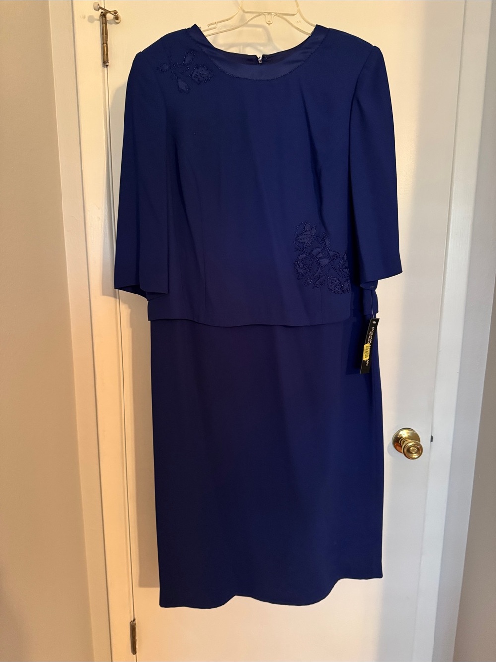 Donna Morgan Royal Blue Evening Dress with Beading. NWT Sz 18